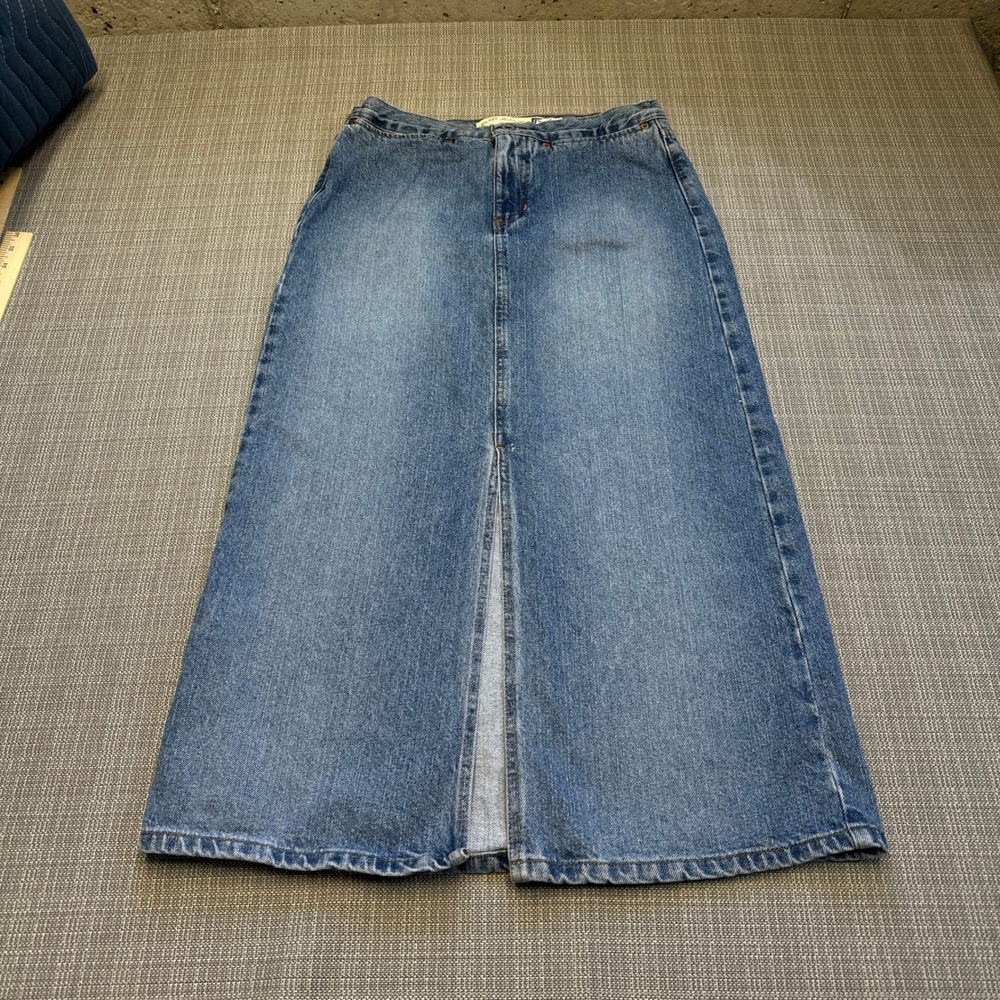 90s Denim Jean Maxi Skirt size 6 / 30 Gap Y2K Indie Western Festival Front Slit*